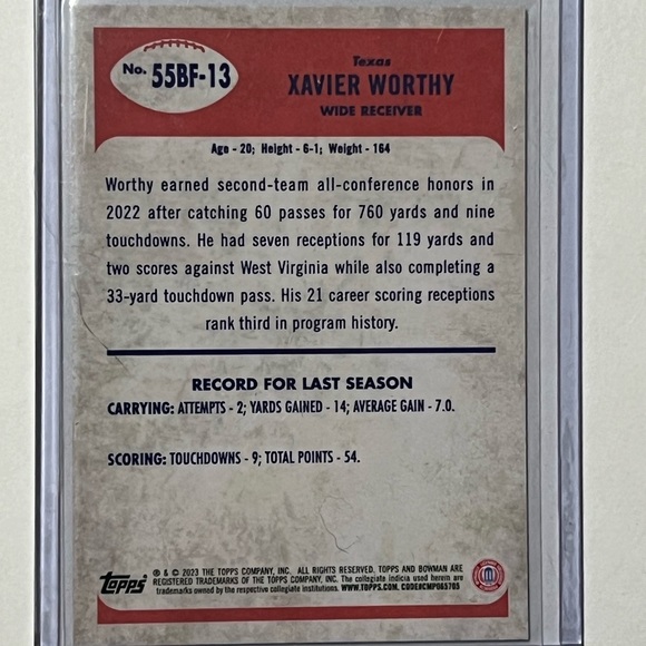 Xavier Worthy Kansas City Chiefs WR RC Bowman Chrome Refractor SSP Football Card - Picture 2 of 2